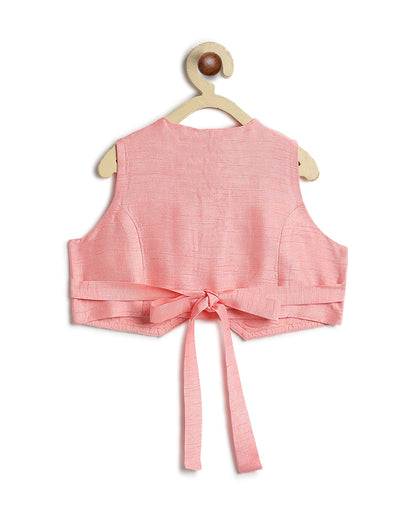 Tiber Taber Pink & Blue Lehenga Set-Gulaabo-Cotton & Viscose-For Infants