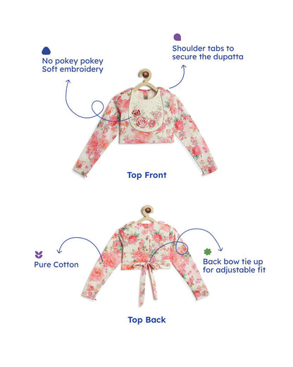 Tiber Taber Peach Pink Lehenga Set-Gulbahaar-Cotton-For Infants