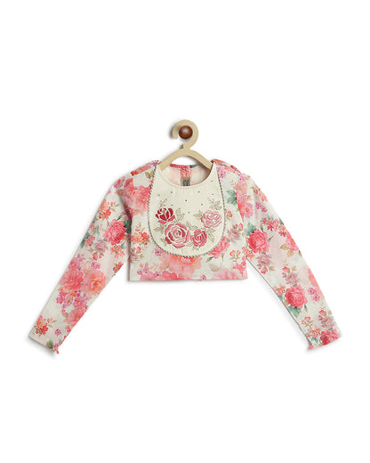 Tiber Taber Peach Pink Lehenga Set-Gulbahaar-Cotton-For Infants