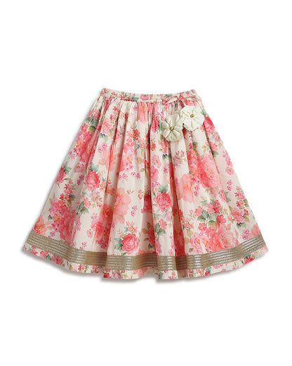 Tiber Taber Peach Pink Lehenga Set-Gulbahaar-Cotton-For Infants
