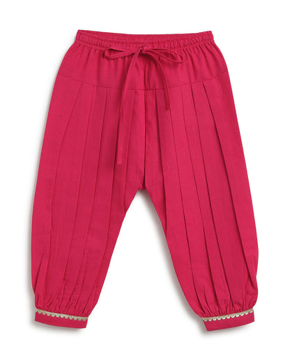 Tiber Taber Teal & Crimson Red Angrakha Set-Peacock Bloom-Cotton-For Infants