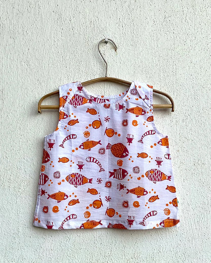 Whitewater Kids Red Top and Pajama Set-Sleeveless-Animal Pattern-Organic Cotton-For Infants