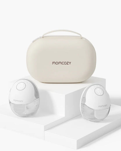Momcozy M6 Wearable Electric Breast Pump-2nd-Gen Motor for Powerful Suction-3 Modes & 9 Levels-Flange Size-24mm-Quill Grey-Pack of 2
