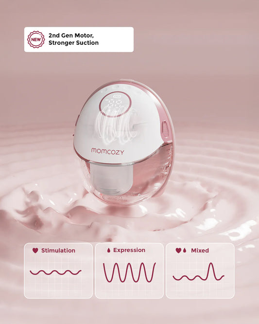 Momcozy M6 Wearable Electric Breast Pump-2nd-Gen Motor for Powerful Suction-3 Modes & 9 Levels-Flange Size-24mm-Quill Grey-Pack of 2
