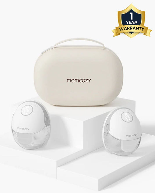 Momcozy M6 Wearable Electric Breast Pump-2nd-Gen Motor for Powerful Suction-3 Modes & 9 Levels-Flange Size-24mm-Quill Grey-Pack of 2