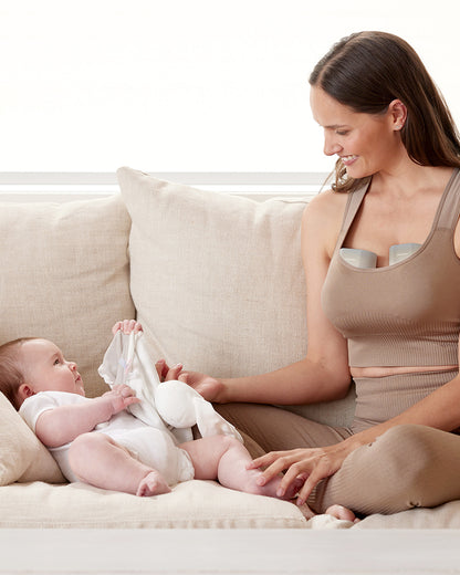 Momcozy S12 Pro Wearable 3 Modes & 9 Levels Electric Breast Pump-For Easy Pumping-Portable with soft double sealed flange-24mm-Smart Display-Pack of 2-Cozy Grey
