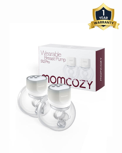 Momcozy S12 Pro Wearable 3 Modes & 9 Levels Electric Breast Pump-For Easy Pumping-Portable with soft double sealed flange-24mm-Smart Display-Pack of 2-Cozy Grey
