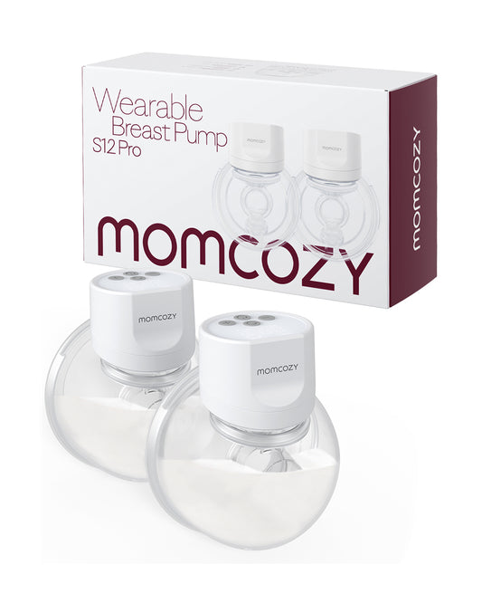 Momcozy S12 Pro Wearable 3 Modes & 9 Levels Electric Breast Pump-For Easy Pumping-Portable with soft double sealed flange-24mm-Smart Display-Pack of 2-White