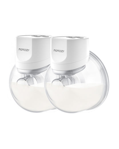 Momcozy S12 Pro Wearable 3 Modes & 9 Levels Electric Breast Pump-For Easy Pumping-Portable with soft double sealed flange-24mm-Smart Display-Pack of 2-White