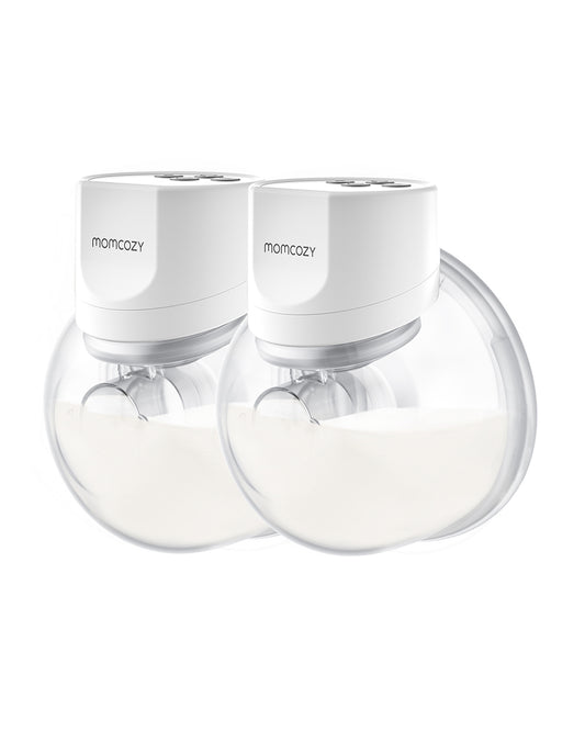 Momcozy S12 Pro Wearable 3 Modes & 9 Levels Electric Breast Pump-For Easy Pumping-Portable with soft double sealed flange-24mm-Smart Display-Pack of 2-White
