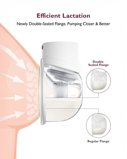 Momcozy S12 Pro Wearable 3 Modes & 9 Levels Electric Breast Pump-For Easy Pumping-Portable with soft double sealed flange-24mm-Smart Display-Pack of 2-White