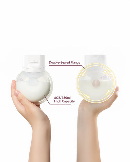 Momcozy S12 Pro Wearable 3 Modes & 9 Levels Electric Breast Pump-For Easy Pumping-Portable with soft double sealed flange-24mm-Smart Display-Pack of 2-White