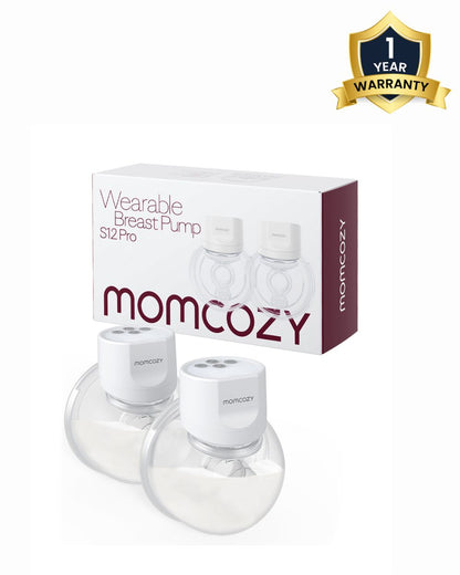 Momcozy S12 Pro Wearable 3 Modes & 9 Levels Electric Breast Pump-For Easy Pumping-Portable with soft double sealed flange-24mm-Smart Display-Pack of 2-White
