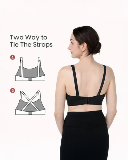 Momcozy 2-in-1 Hands-Free Pumping & Nursing Bra-Soft and wireless-Front Clasps-Full Coverage-Black