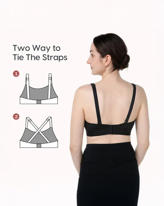 Momcozy 2-in-1 Hands-Free Pumping & Nursing Bra-Soft and wireless-Front Clasps-Full Coverage-Black