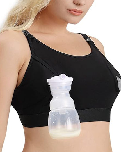 Momcozy 2-in-1 Hands-Free Pumping & Nursing Bra-Soft and wireless-Front Clasps-Full Coverage-Black