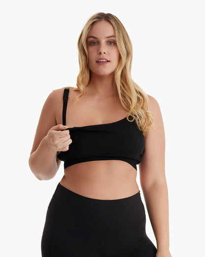 Momcozy 2-in-1 Hands-Free Pumping & Nursing Bra-Soft and wireless-Front Clasps-Full Coverage-Black