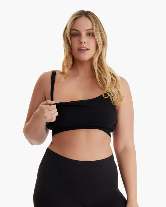 Momcozy 2-in-1 Hands-Free Pumping & Nursing Bra-Soft and wireless-Front Clasps-Full Coverage-Black