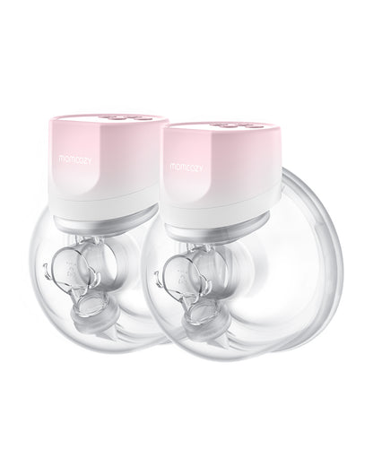 Momcozy S12 Pro Wearable 3 Modes & 9 Levels Electric Breast Pump-For Easy Pumping-Portable with soft double sealed flange-24mm-Smart Display-Pack of 2-Pink