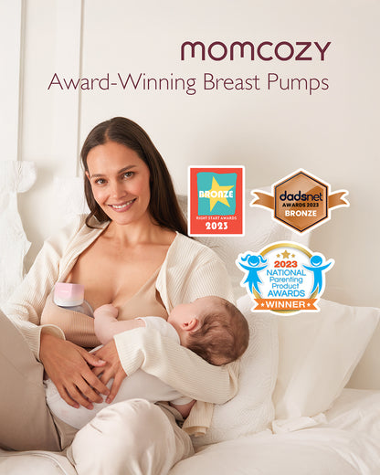 Momcozy S12 Pro Wearable 3 Modes & 9 Levels Electric Breast Pump-For Easy Pumping-Portable with soft double sealed flange-24mm-Smart Display-Pack of 2-Pink