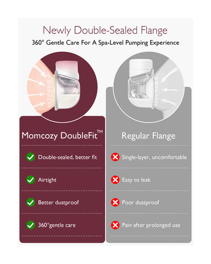 Momcozy S12 Pro Wearable 3 Modes & 9 Levels Electric Breast Pump-For Easy Pumping-Portable with soft double sealed flange-24mm-Smart Display-Pack of 2-Pink