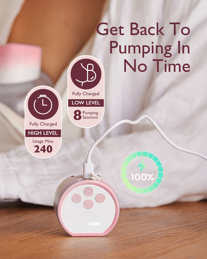 Momcozy S12 Pro Wearable 3 Modes & 9 Levels Electric Breast Pump-For Easy Pumping-Portable with soft double sealed flange-24mm-Smart Display-Pack of 2-Pink