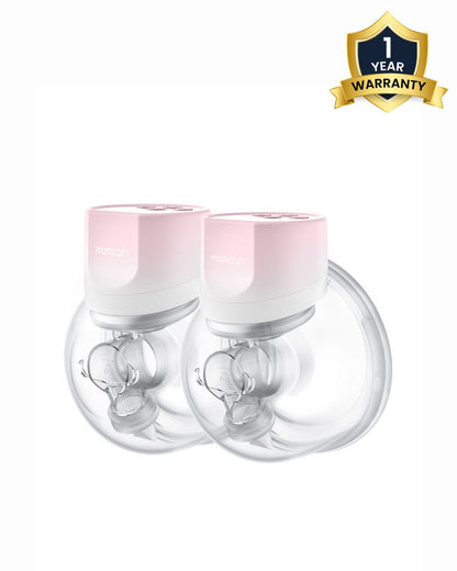 Momcozy S12 Pro Wearable 3 Modes & 9 Levels Electric Breast Pump-For Easy Pumping-Portable with soft double sealed flange-24mm-Smart Display-Pack of 2-Pink
