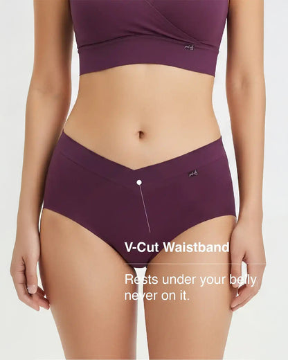 Putchi V-Band Comfort-Fit Bamboo Maternity Panty-Seamless-Pregnancy & Post Delivery-Plum Purple