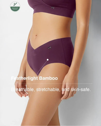 Putchi V-Band Comfort-Fit Bamboo Maternity Panty-Seamless-Pregnancy & Post Delivery-Plum Purple