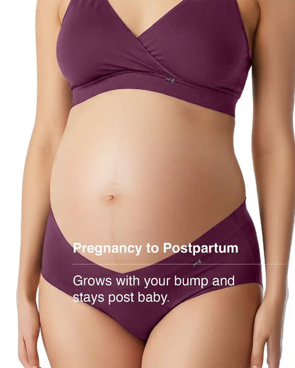 Putchi V-Band Comfort-Fit Bamboo Maternity Panty-Seamless-Pregnancy & Post Delivery-Plum Purple