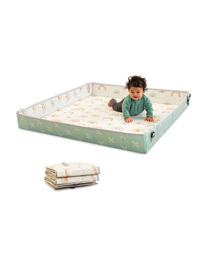 Infantino Rainbow Foldable Soft Foam Playmat-Reversible Design-Foldable Sides-0M+