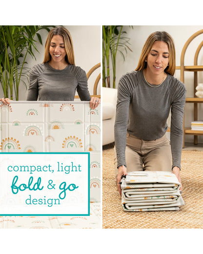 Infantino Rainbow Foldable Soft Foam Playmat-Reversible Design-Foldable Sides-0M+