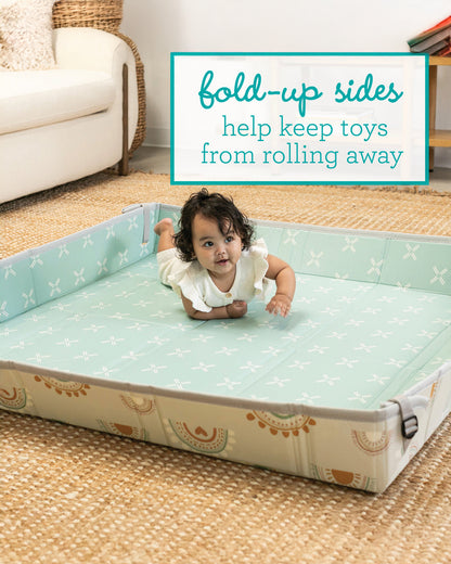 Infantino Rainbow Foldable Soft Foam Playmat-Reversible Design-Foldable Sides-0M+