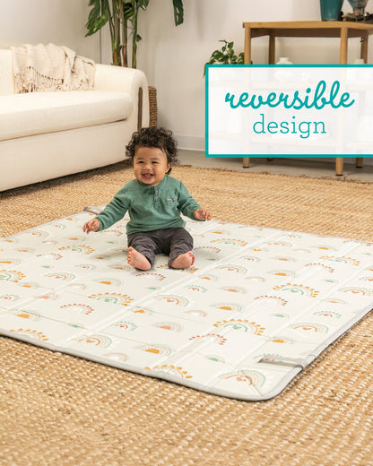 Infantino Rainbow Foldable Soft Foam Playmat-Reversible Design-Foldable Sides-0M+