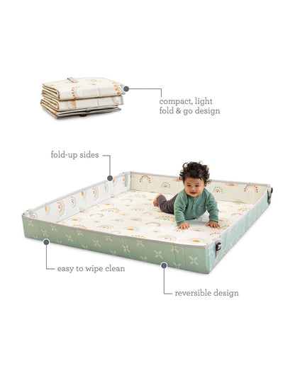 Infantino Rainbow Foldable Soft Foam Playmat-Reversible Design-Foldable Sides-0M+