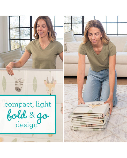 Infantino Forest Foldable Soft Foam Playmat-Reversible Design-Foldable Sides-0M+