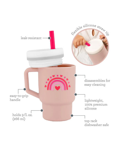 Infantino My 1st Tumbler-100% Premium Silicone-Easy to Grip Handle-Valentines-6M+