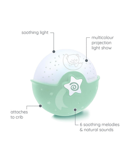 Infantino Watch Over Me Soothing Night Light, Projector & Bed Side Lamp-For a Calm Sleep-Sage Green-0M+