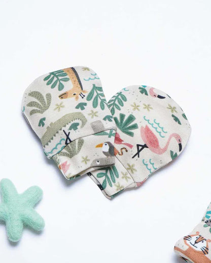 Cocoon Care Multicolor Caps, Booties & Mittens Set-Into the Wild-Bamboo-For Infants