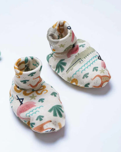 Cocoon Care Multicolor Caps, Booties & Mittens Set-Into the Wild-Bamboo-For Infants