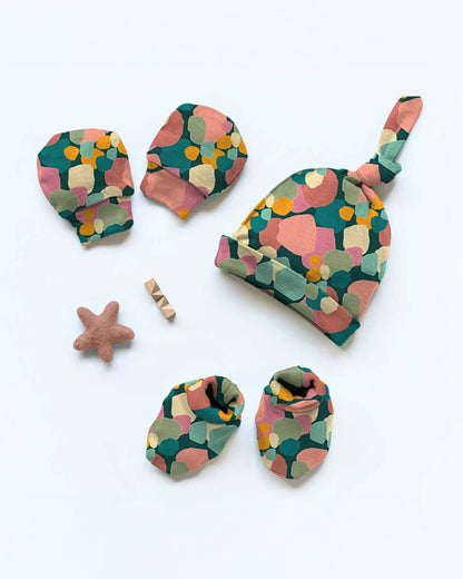 Cocoon Care Multicolor Caps, Booties & Mittens Set-Color Drop-Bamboo-For Infants