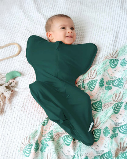 Cocoon Care Hunter Green Baby Sleeping Bag/Pod-Bamboo Cotton-With 2 Way Zipper-Newborn Bed
