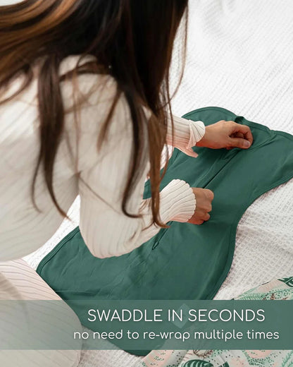 Cocoon Care Hunter Green Baby Sleeping Bag/Pod-Bamboo Cotton-With 2 Way Zipper-Newborn Bed