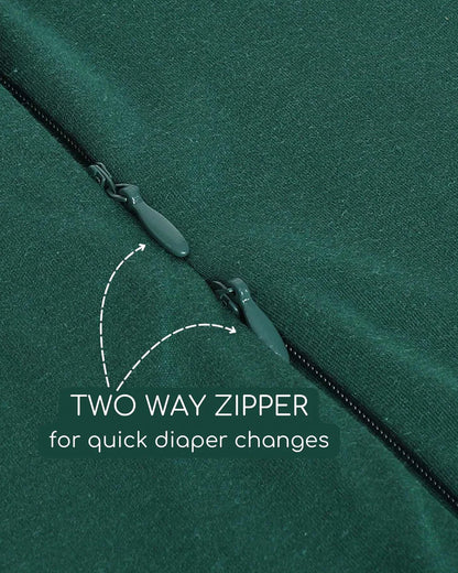 Cocoon Care Hunter Green Baby Sleeping Bag/Pod-Bamboo Cotton-With 2 Way Zipper-Newborn Bed