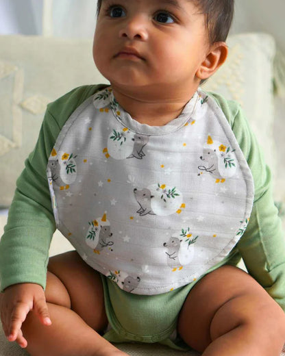 Cocoon Care Bamboo Terry Bib-With Soft Bamboo Muslin-Hedgehog Blossoms-Soft & Absorbent-0-24 Months