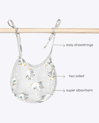 Cocoon Care Bamboo Terry Bib-With Soft Bamboo Muslin-Hedgehog Blossoms-Soft & Absorbent-0-24 Months