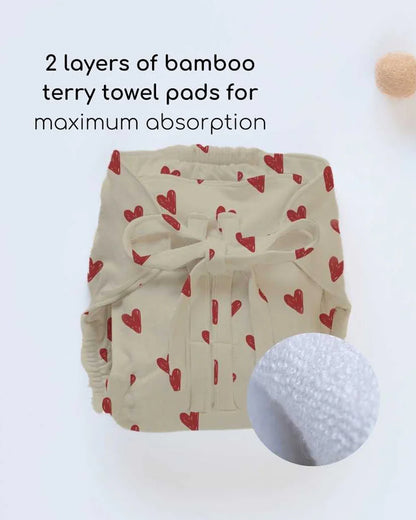 Cocoon Care Heart & Soul Cloth Nappy-Bamboo Knit Fabric-Washable & Reusable