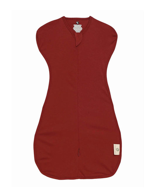 Cocoon Care Brick Red Baby Sleeping Bag/Pod-Bamboo Cotton-With 2 Way Zipper-Newborn Bed