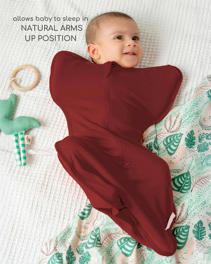 Cocoon Care Brick Red Baby Sleeping Bag/Pod-Bamboo Cotton-With 2 Way Zipper-Newborn Bed
