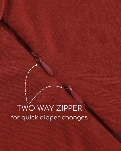 Cocoon Care Brick Red Baby Sleeping Bag/Pod-Bamboo Cotton-With 2 Way Zipper-Newborn Bed